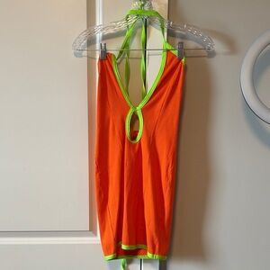 Orange and Green Halter Top